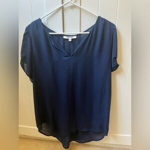 Daniel Rainn Navy V-Neck Short Sleeve Blouse